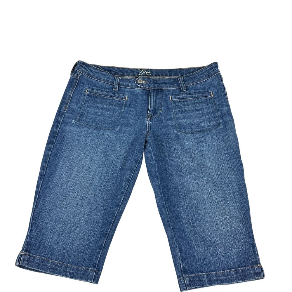 Old Navy Womens Diva Blue Denim Capri Jeans Size 14